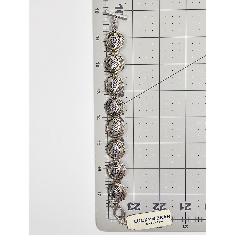 Lucky Brand Open Work Disk Bracelet Silver Tone Gold Tone Bezels NWT